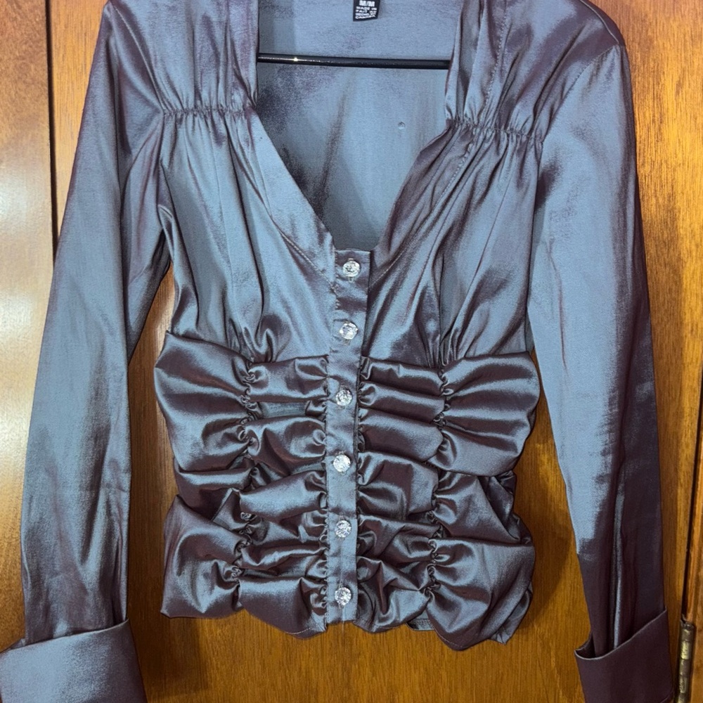 Elegant Satin Button-Up Blouse